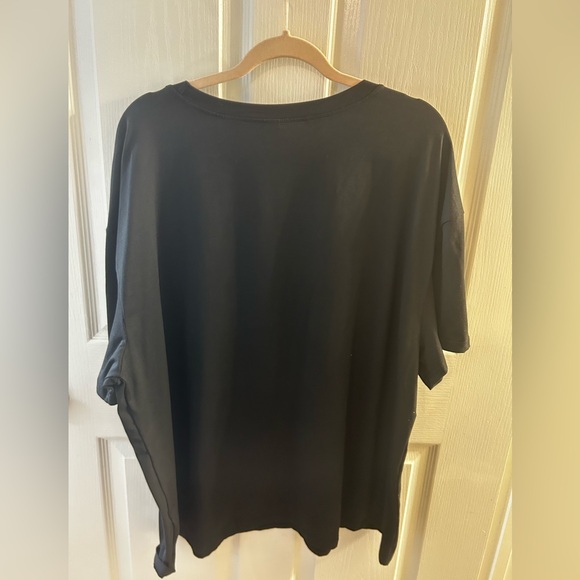 Black Oversized T-shirt with Sequin Stars - Picture 2 of 6